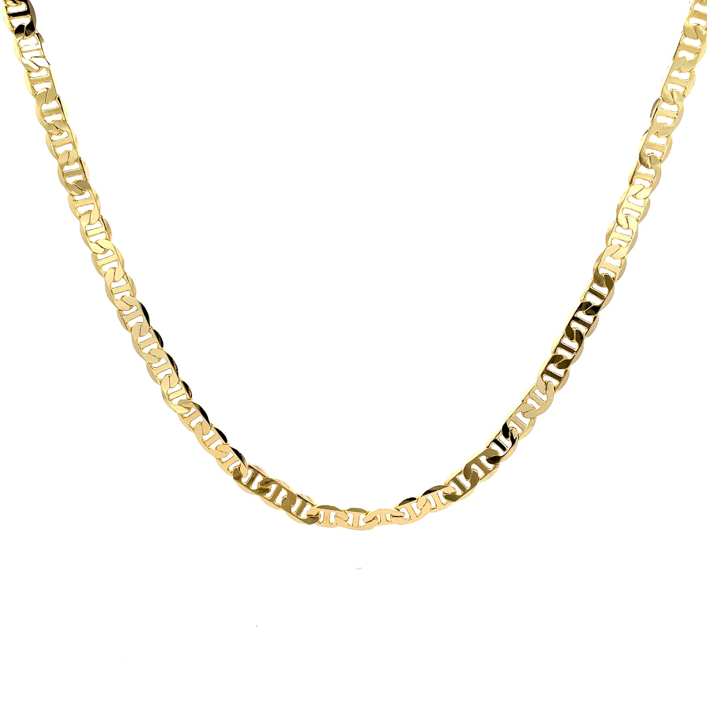 18K Chain Necklace #25 - FLAT MARINER 20inch 6mm