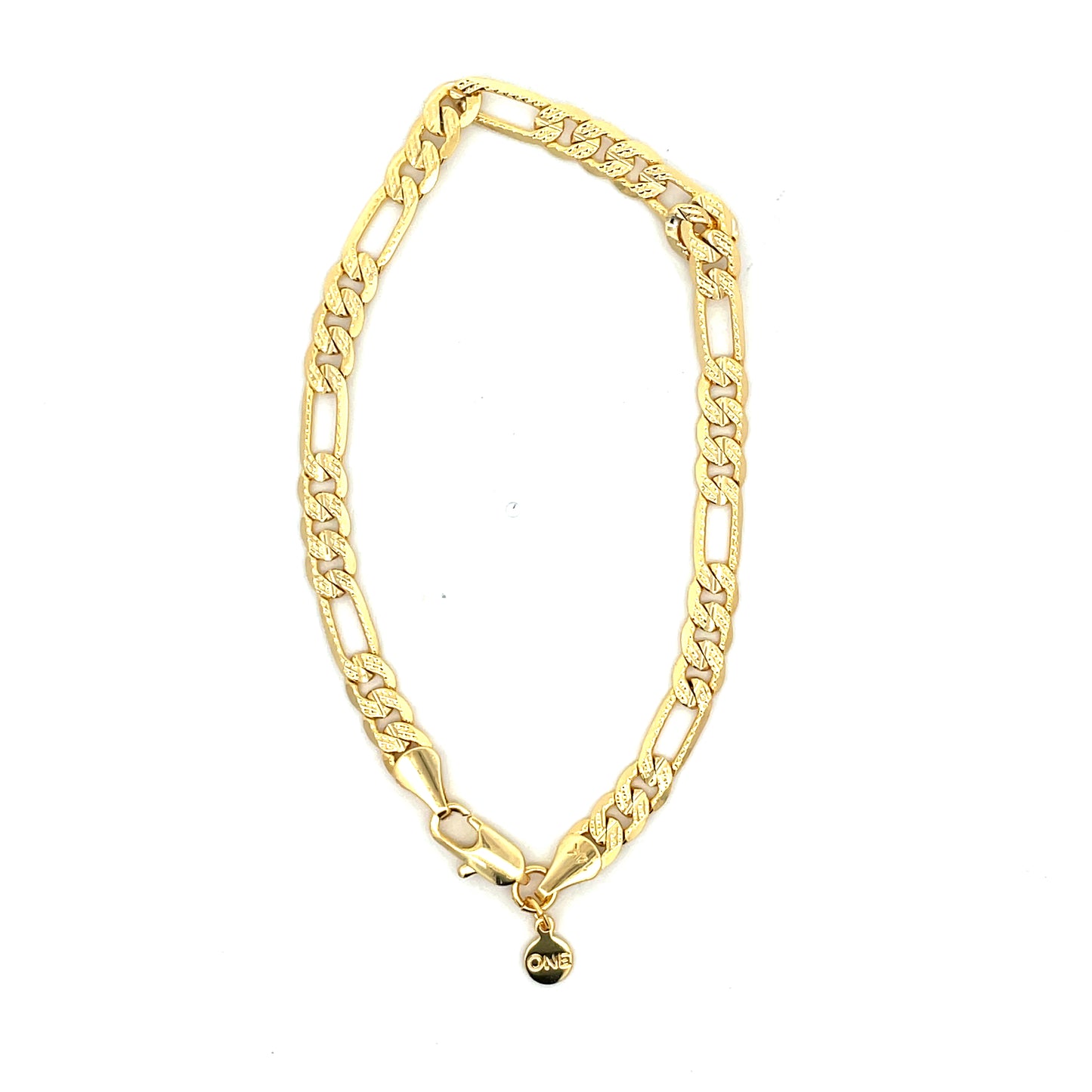 14K Chain Bracelet #20 - FROST FIGARO 8inch 6mm