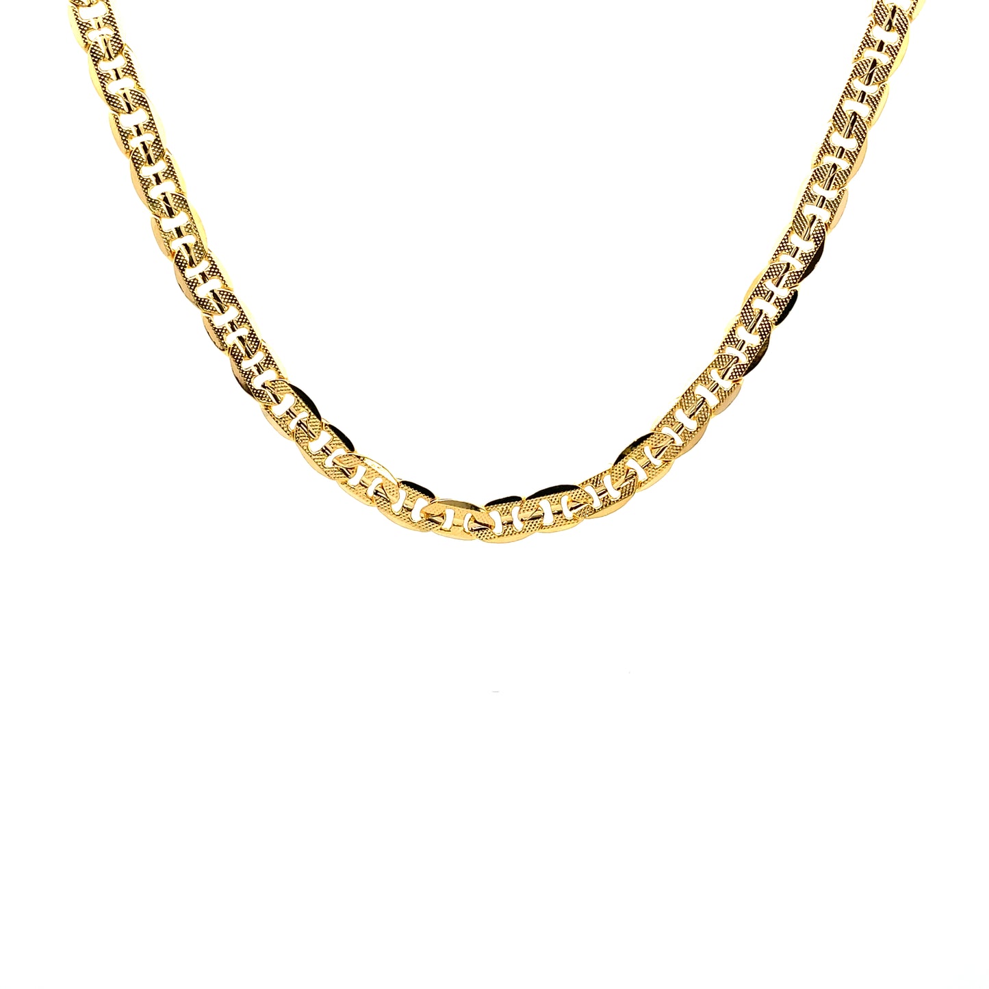 18K Chain Necklace #54 - CONC FROST MARINER 24inch 8mm