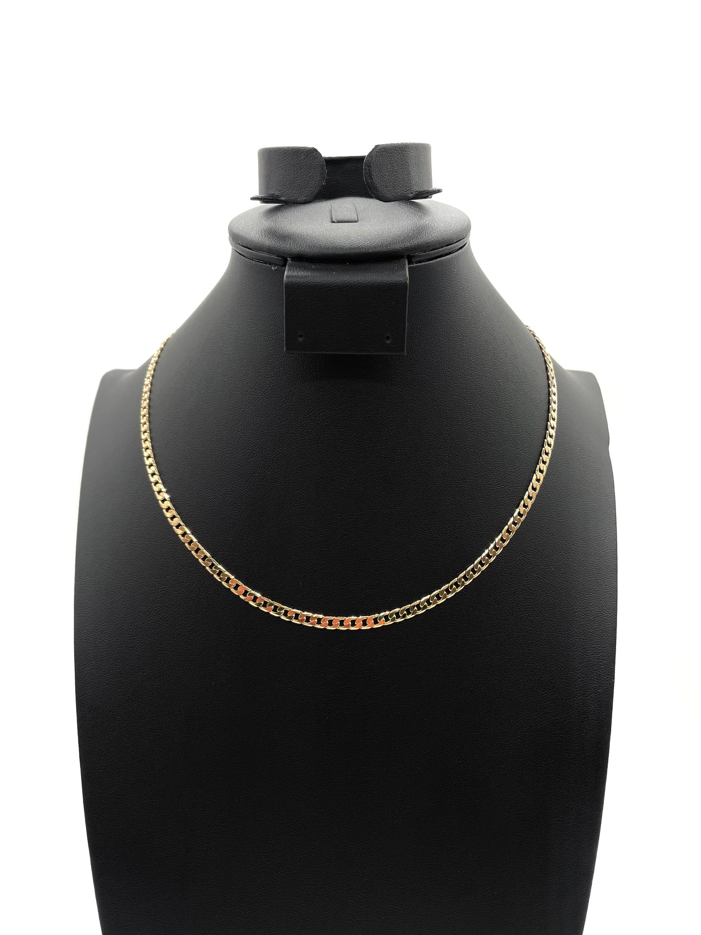 14K Chain Necklace #101 - FLAT CUBAN 18inch 4mm