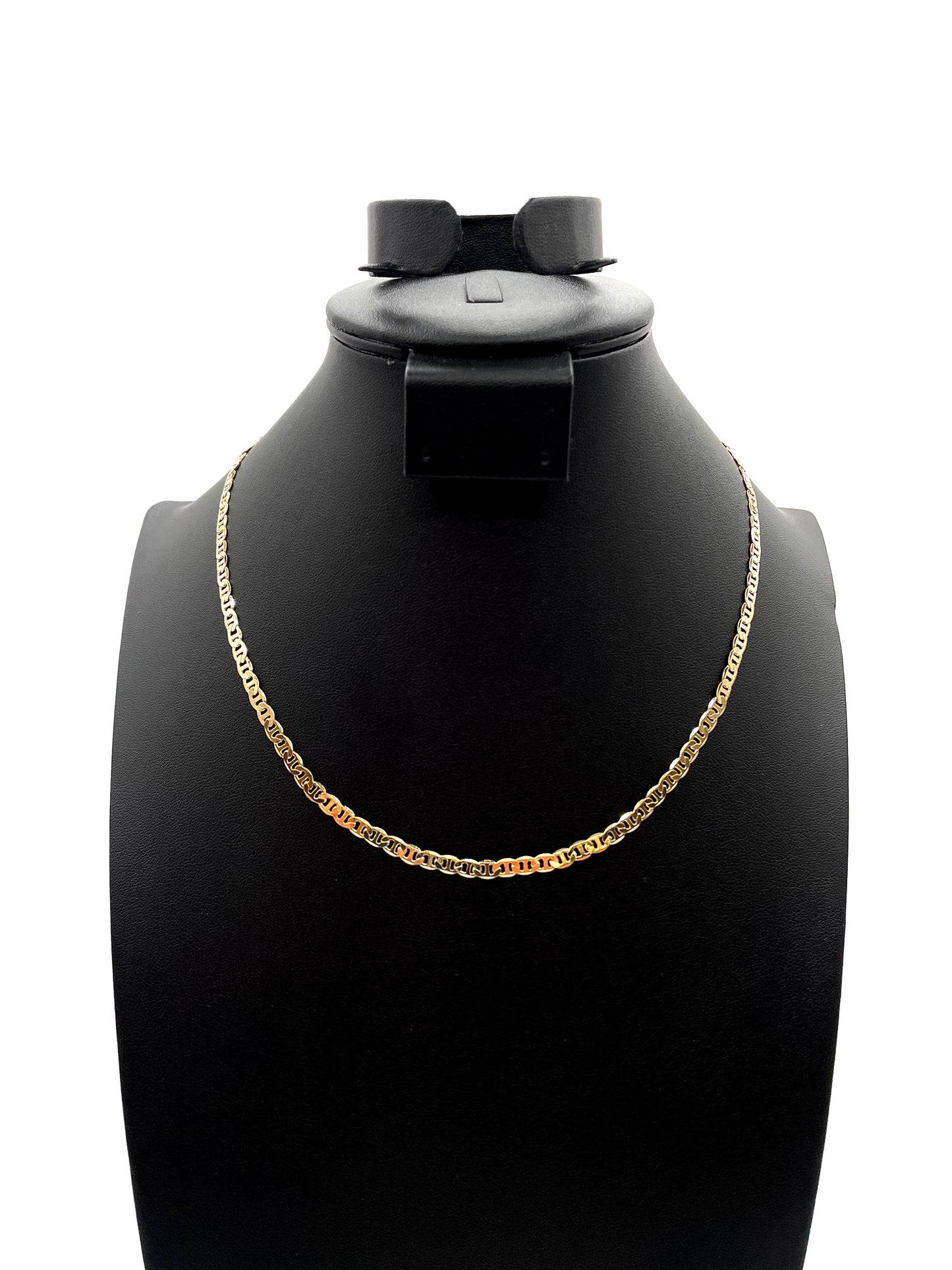 14K Chain Necklace #107 - FLAT MARINER 18inch 4mm