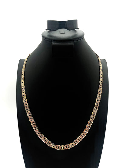 18K Chain Necklace #54 - CONC FROST MARINER 24inch 8mm