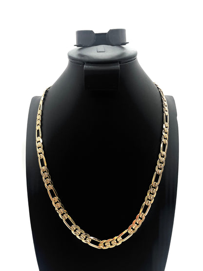 18K Chain Necklace #62 - FLAT FIGARO 24inch 10mm
