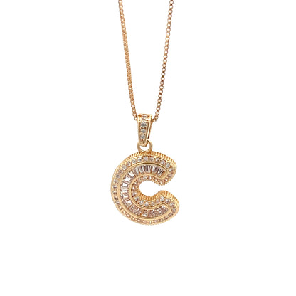 Fancy Diamond Necklace - Letter C