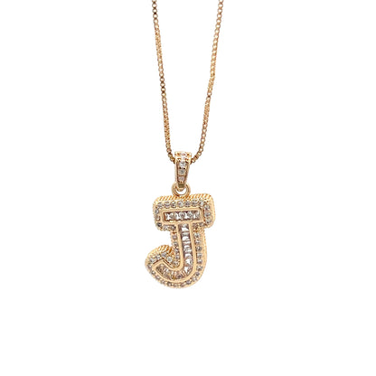 Fancy Diamond Necklace - Letter J