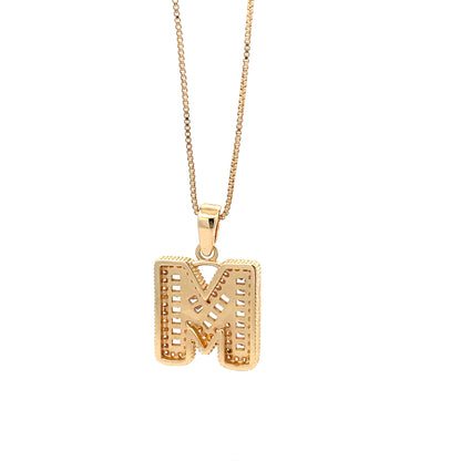 Fancy Diamond Necklace - Letter M
