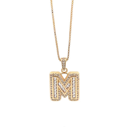 Fancy Diamond Necklace - Letter M