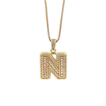 Fancy Diamond Necklace - Letter N
