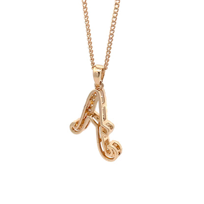 Fancy Stone Initial Necklace - Letter A
