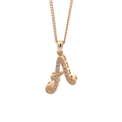 Fancy Stone Initial Necklace - Letter A