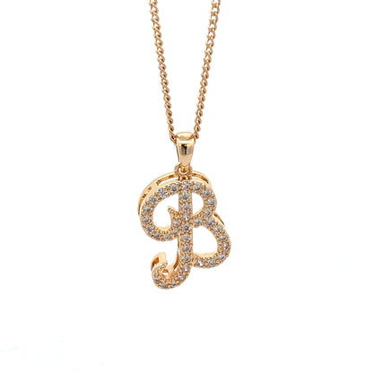 Fancy Stone Initial Necklace - Letter B