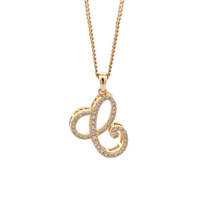 Fancy Stone Initial Necklace - Letter C
