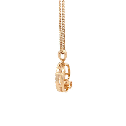 Fancy Stone Initial Necklace - Letter D