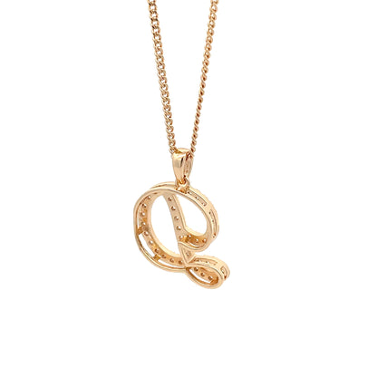 Fancy Stone Initial Necklace - Letter D