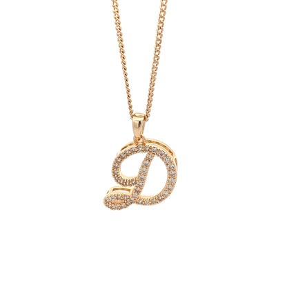 Fancy Stone Initial Necklace - Letter D