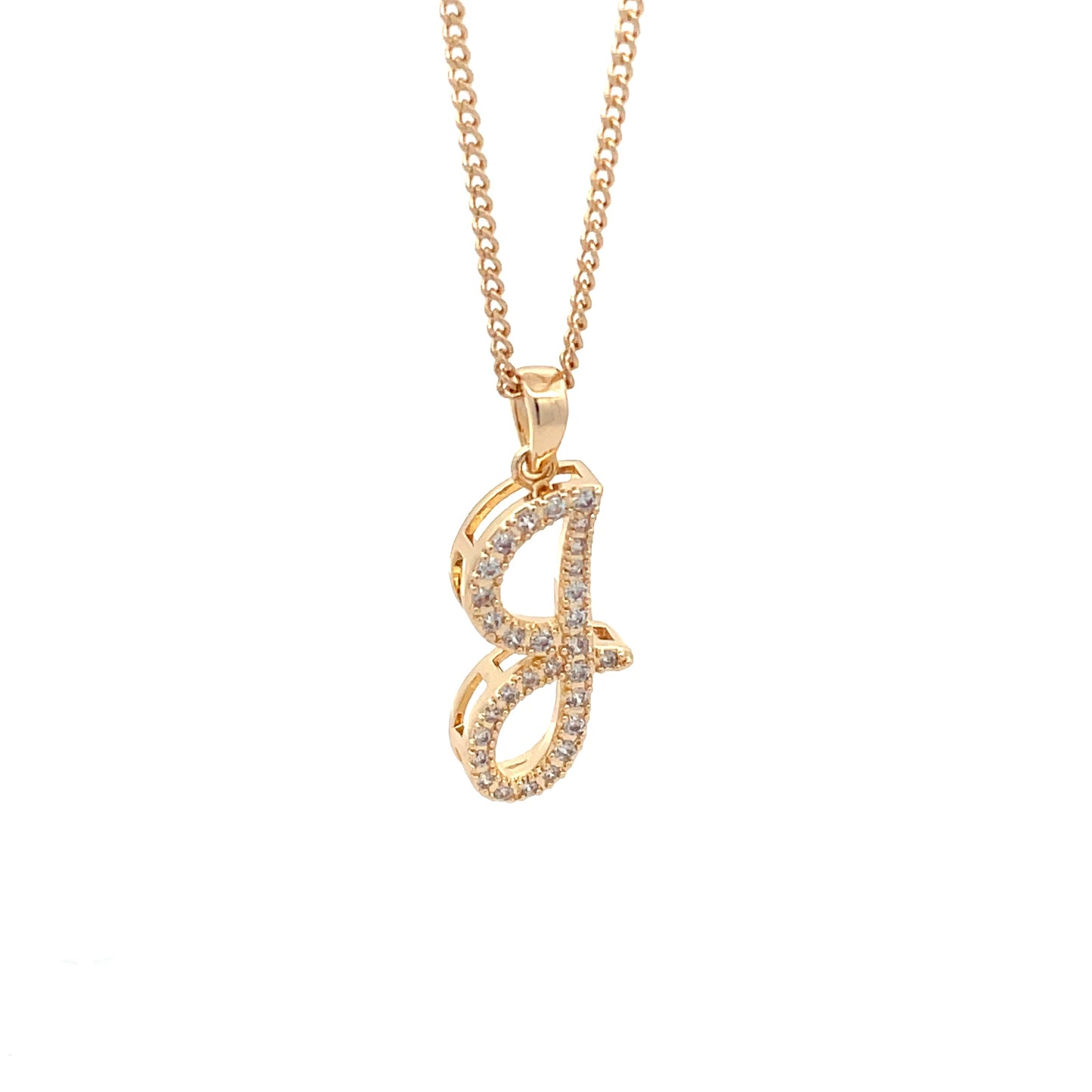 Fancy Stone Initial Necklace - Letter J