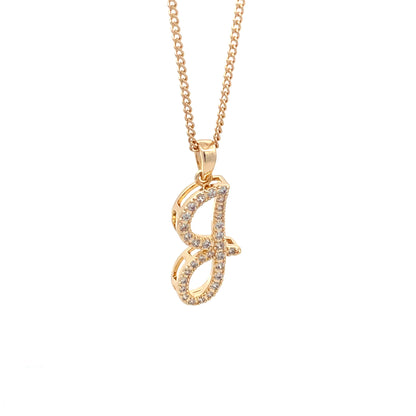 Fancy Stone Initial Necklace - Letter J