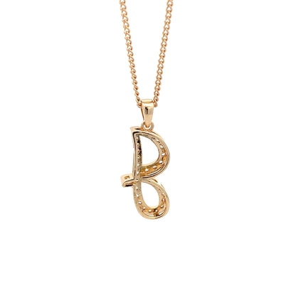 Fancy Stone Initial Necklace - Letter J