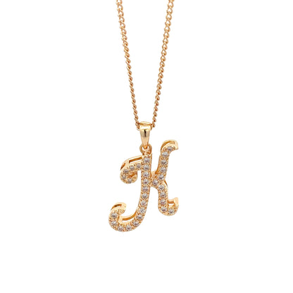 Fancy Stone Initial Necklace - Letter K