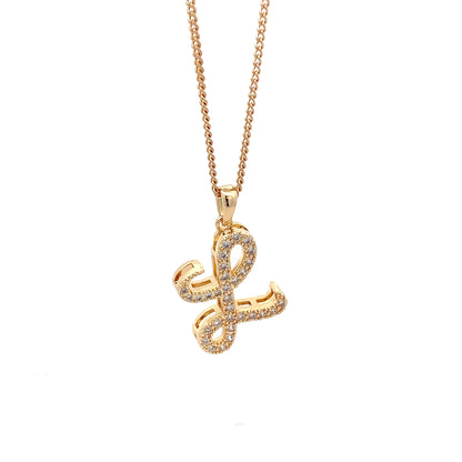 Fancy Stone Initial Necklace - Letter L