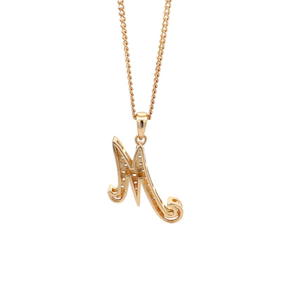 Fancy Stone Initial Necklace - Letter M
