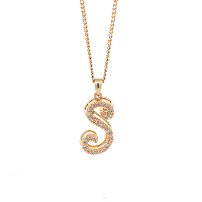 Fancy Stone Initial Necklace - Letter S