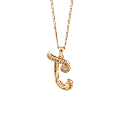 Fancy Stone Initial Necklace - Letter T