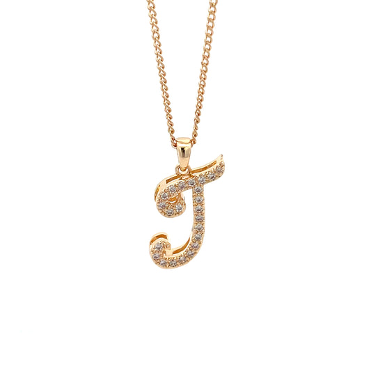 The One Fancy Stone Initial Necklace - Letter T