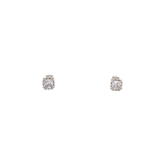 The One Crown CZ Square Earrings - 05