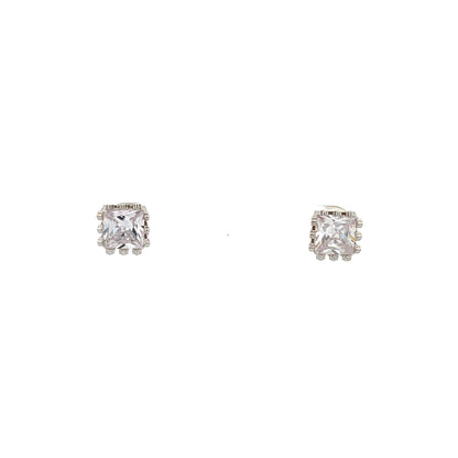 Crown CZ Square Earrings - 07