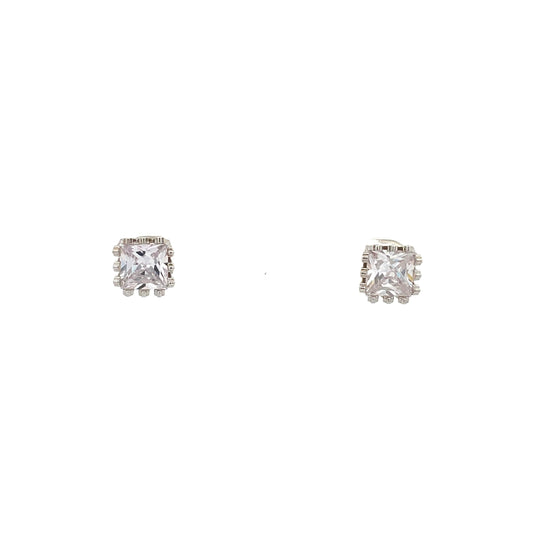 The One Crown CZ Square Earrings - 07