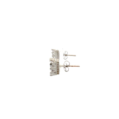 Crown CZ Square Earrings - 08