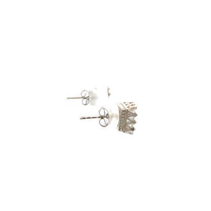 Crown CZ Square Earrings - 08