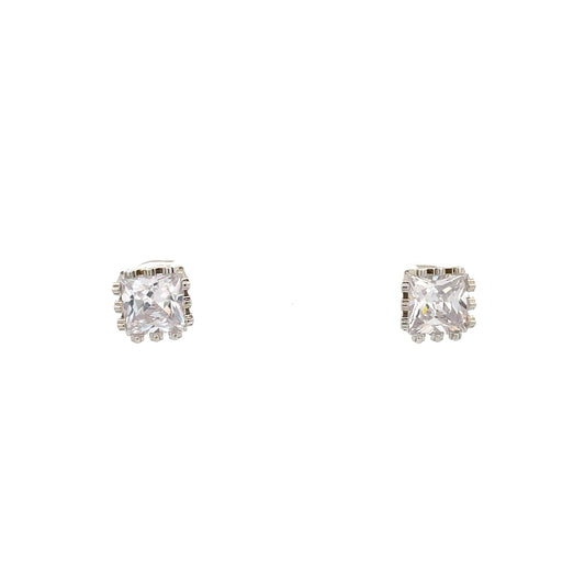 The One Crown CZ Square Earrings - 08