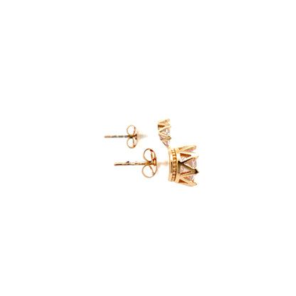 Crown CZ Round Earrings - 08