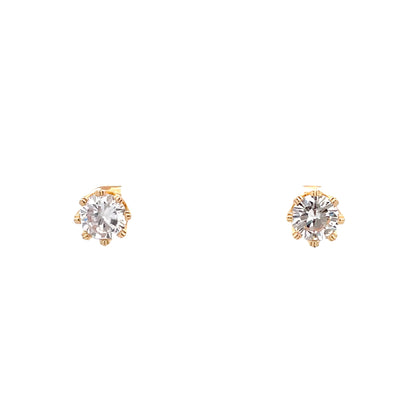 Crown CZ Round Earrings - 08