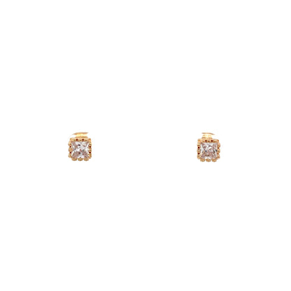Crown CZ Square Earrings - 05