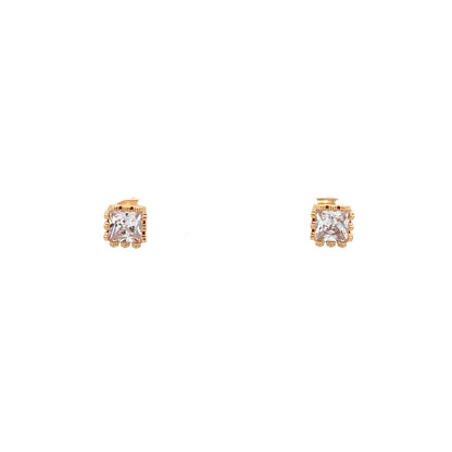 Crown CZ Square Earrings - 06