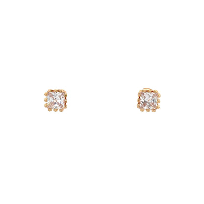 Crown CZ Square Earrings - 07