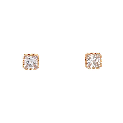 Crown CZ Square Earrings - 08