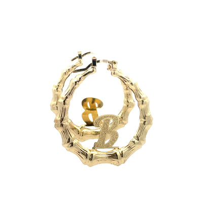 Small Bamboo Initial Earrings "B"
