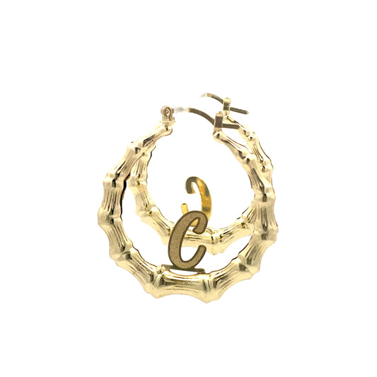 Small Bamboo Initial Earrings "C"