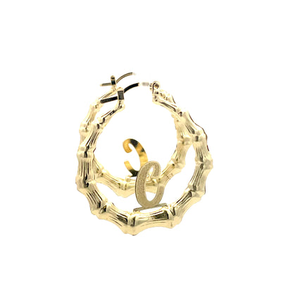 Small Bamboo Initial Earrings "C"