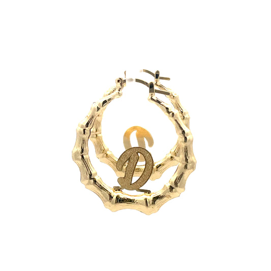 Small Bamboo Initial Earrings "D"