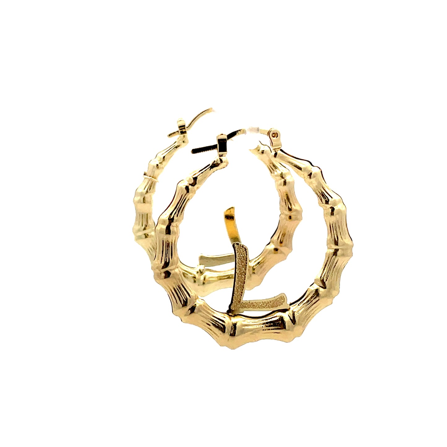 Small Bamboo Initial Earrings "L"