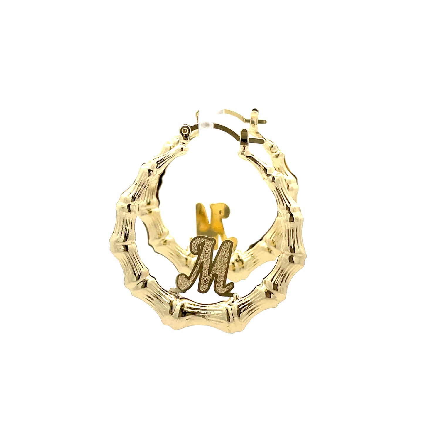 Small Bamboo Initial Earrings "M"