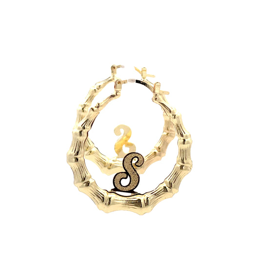 Small Bamboo Initial Earrings "S"