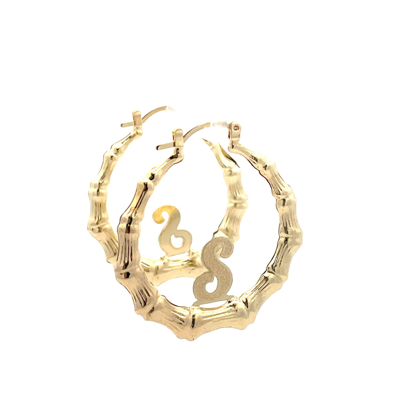 Small Bamboo Initial Earrings "S"