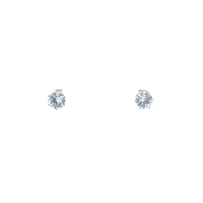 Cubic Zirconia Earrings Round - 7MM