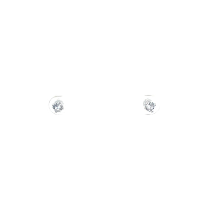 Screw Back CZ Round Earrings - 4MM